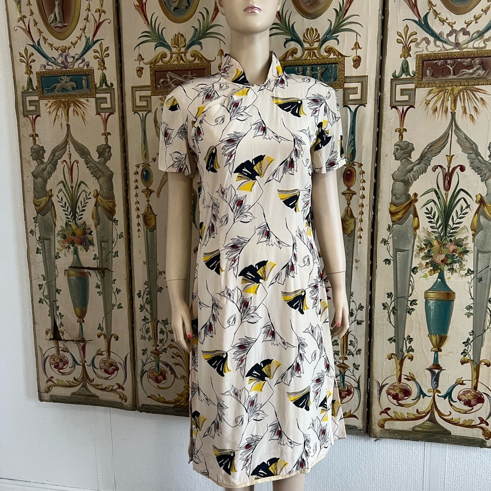 Vintage Asian Mandarin Collar Dress 1940’s